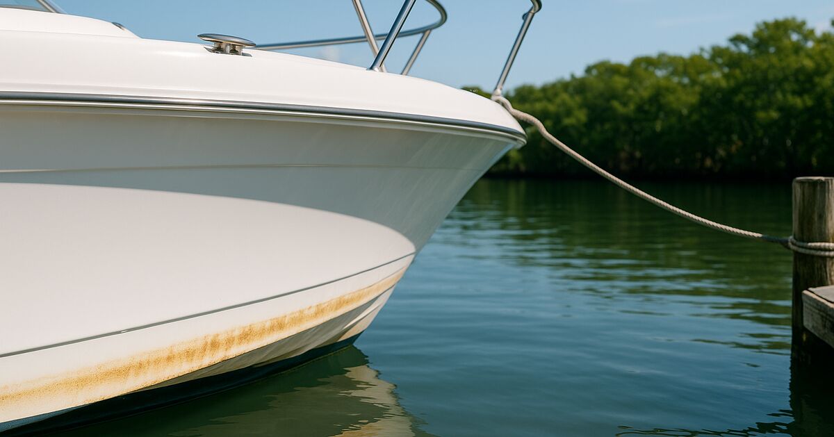 How to get rid of waterline stains on a boat hull in Sarasota